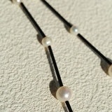 Minimalist Black Glass & Freshwater Pearl Beaded Necklace - floysun