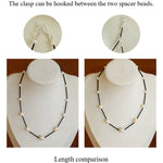 Minimalist Black Glass & Freshwater Pearl Beaded Necklace - floysun