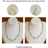 Minimalist Black Glass & Freshwater Pearl Beaded Necklace - floysun