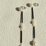 Minimalist Black Glass & Freshwater Pearl Drop Earrings - floysun