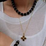Minimalist Black Onyx & Gold Disc Bracelet - floysun