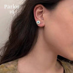 Minimalist Blue Turquoise Sterling Silver Floral Stud Earrings - floysun