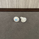 Minimalist Blue Turquoise Sterling Silver Floral Stud Earrings - floysun