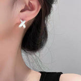 Minimalist Brushed Metal Cross Earrings - floysun