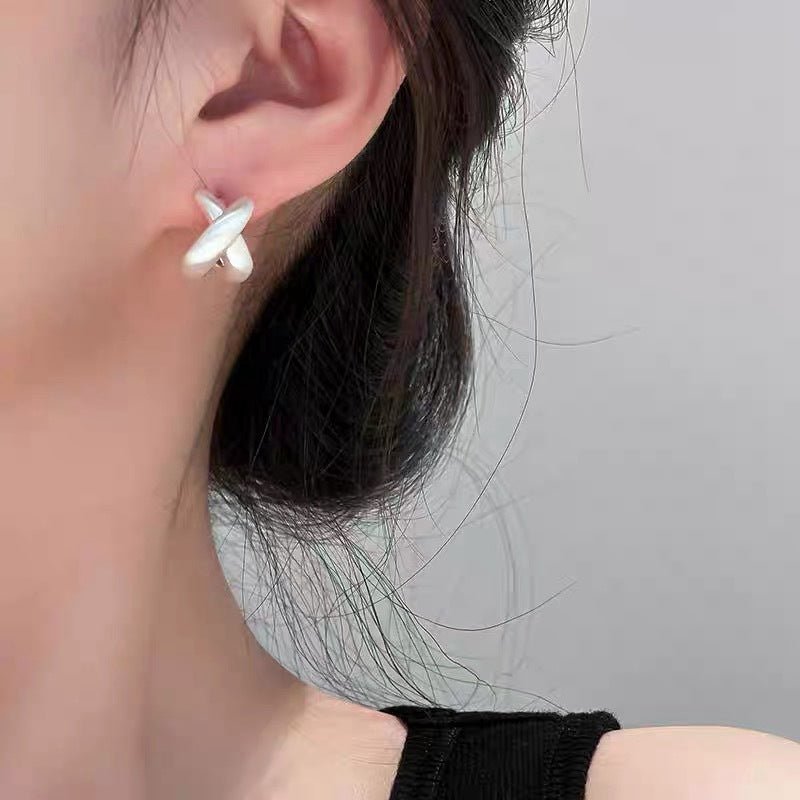 Minimalist Brushed Metal Cross Earrings - floysun