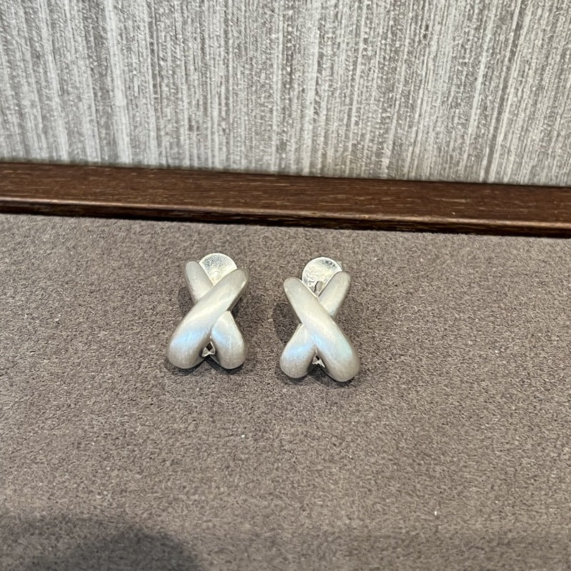 Minimalist Brushed Metal Cross Earrings - floysun