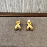 Minimalist Brushed Metal Cross Earrings - floysun