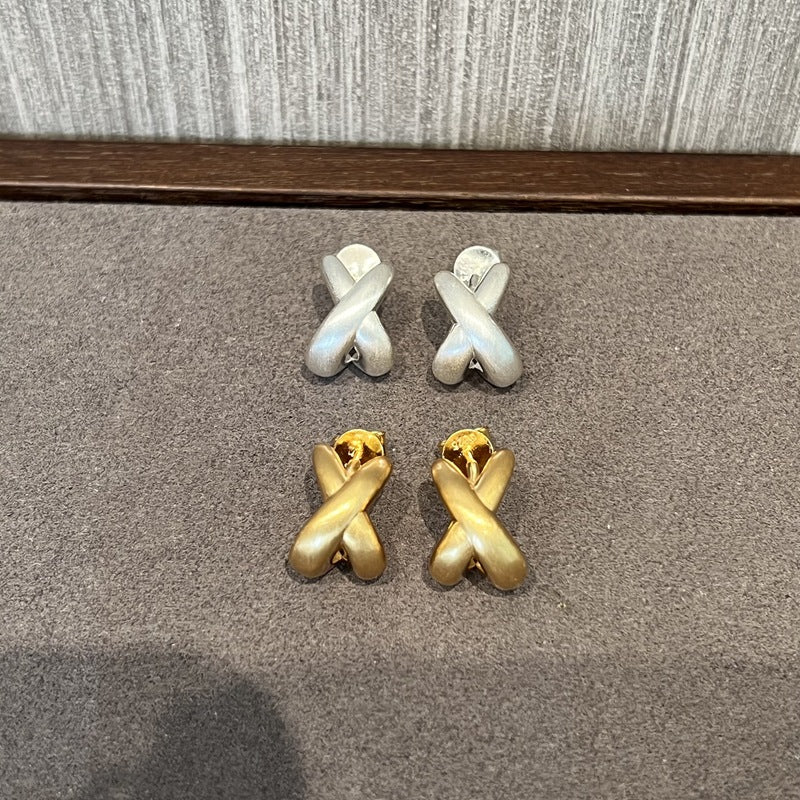 Minimalist Brushed Metal Cross Earrings - floysun