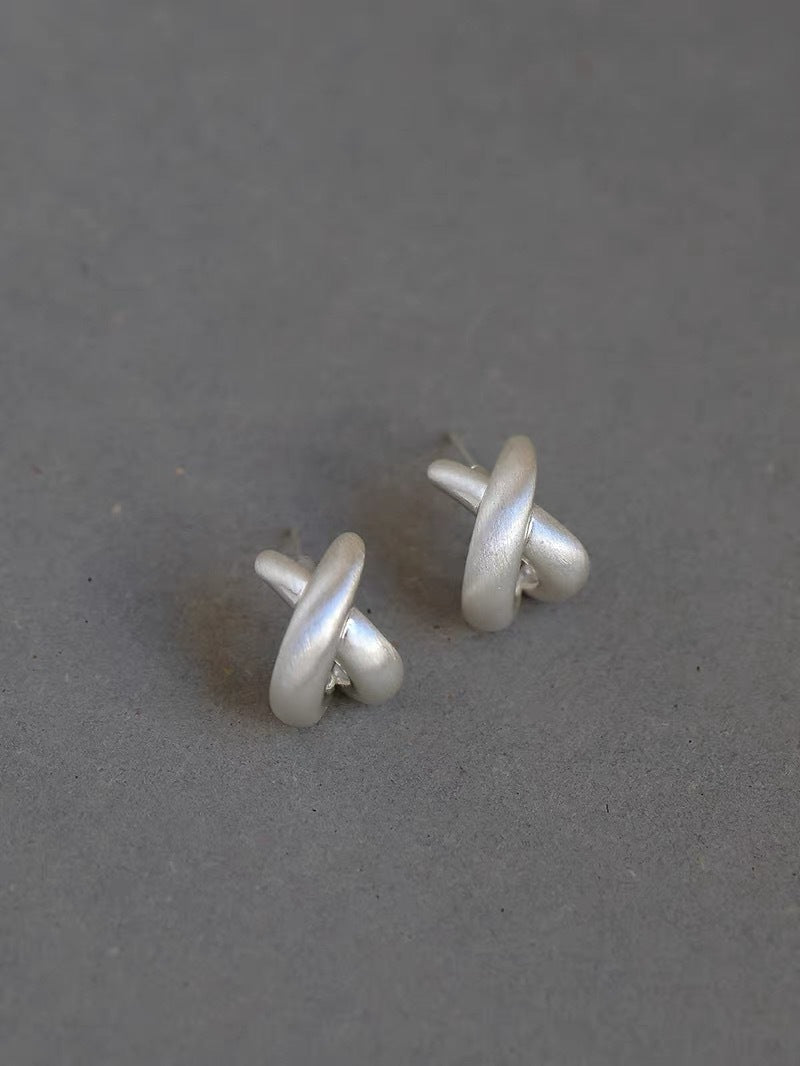 Minimalist Brushed Metal Cross Earrings - floysun