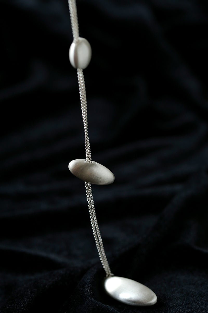 Minimalist Brushed Silver Bead Adjustable Y - Necklace - floysun