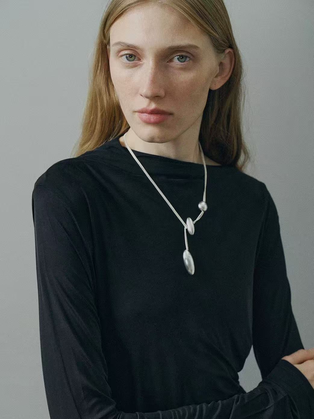 Minimalist Brushed Silver Bead Adjustable Y - Necklace - floysun