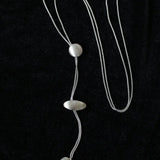 Minimalist Brushed Silver Bead Adjustable Y - Necklace - floysun