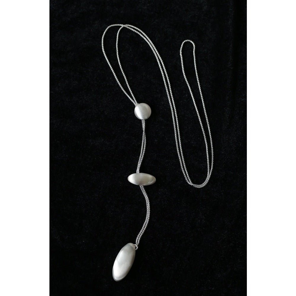 Minimalist Brushed Silver Bead Adjustable Y-Necklace - floysun
