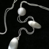 Minimalist Brushed Silver Bead Adjustable Y - Necklace - floysun