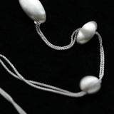 Minimalist Brushed Silver Bead Adjustable Y - Necklace - floysun