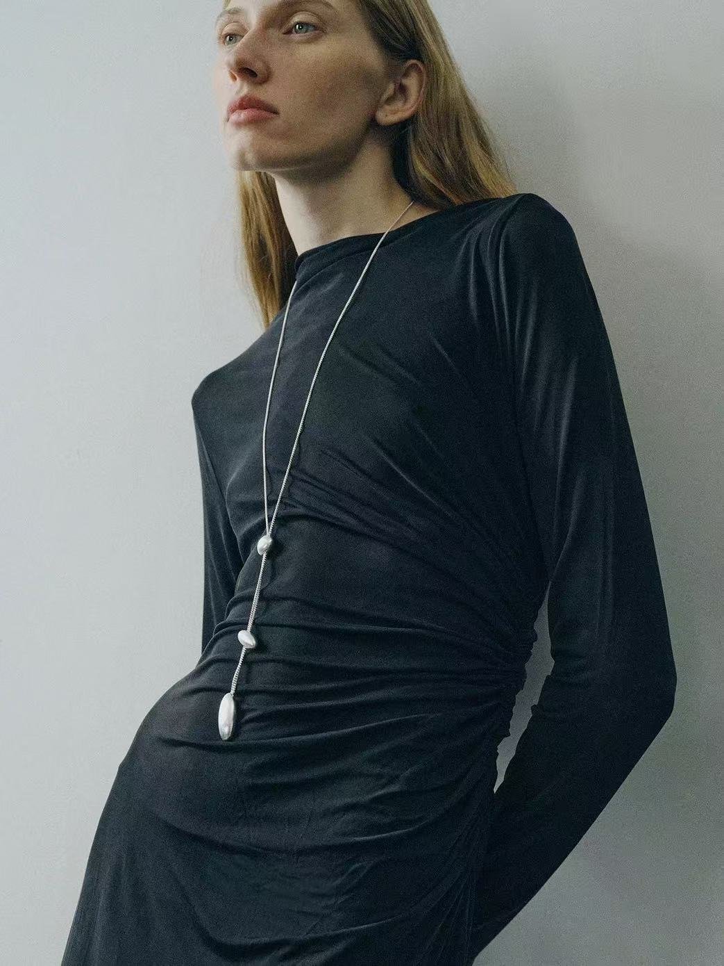 Minimalist Brushed Silver Bead Adjustable Y - Necklace - floysun