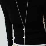 Minimalist Brushed Silver Bead Adjustable Y - Necklace - floysun