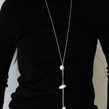 Minimalist Brushed Silver Bead Adjustable Y - Necklace - floysun