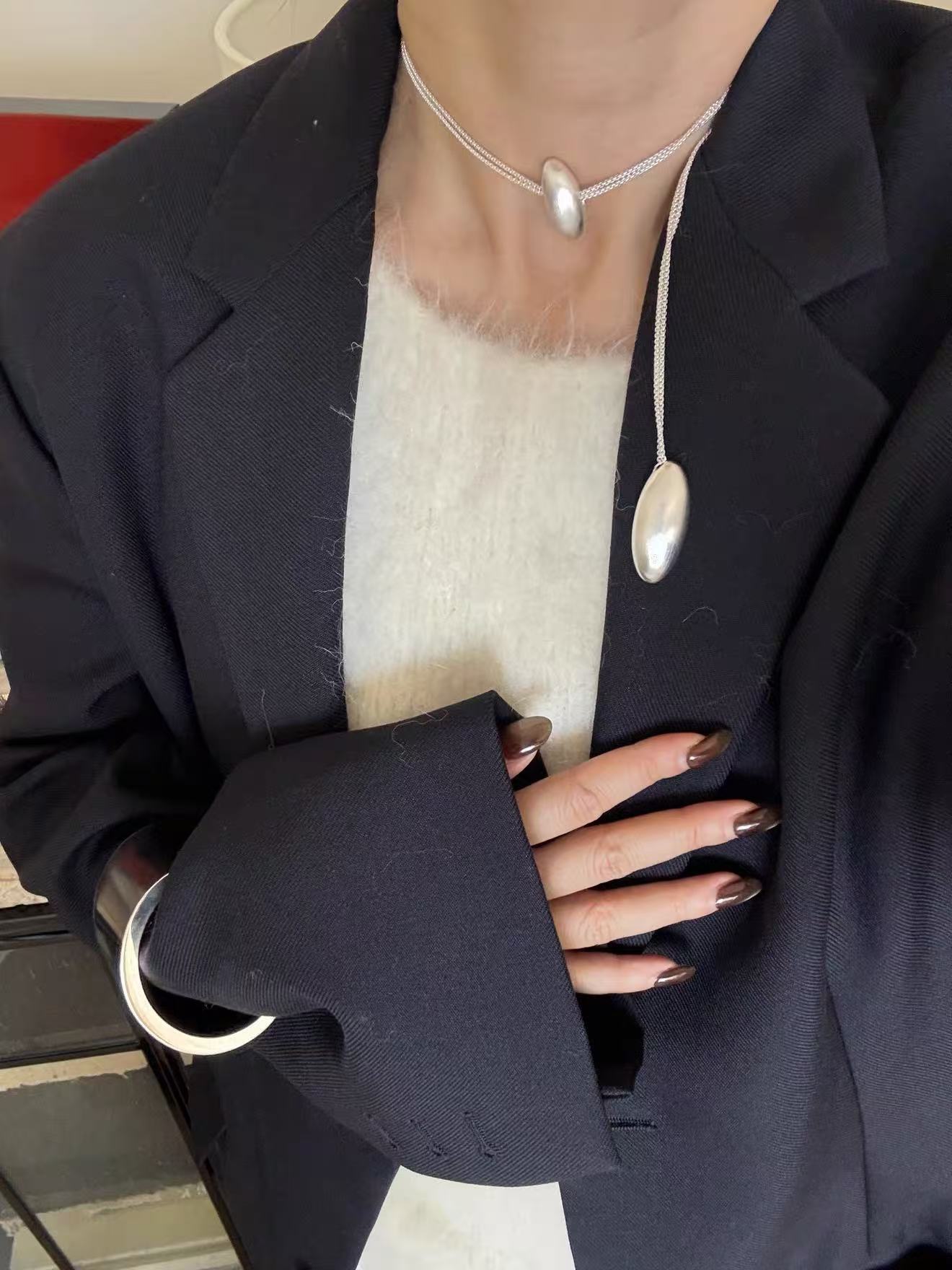 Minimalist Brushed Silver Bead Adjustable Y - Necklace - floysun