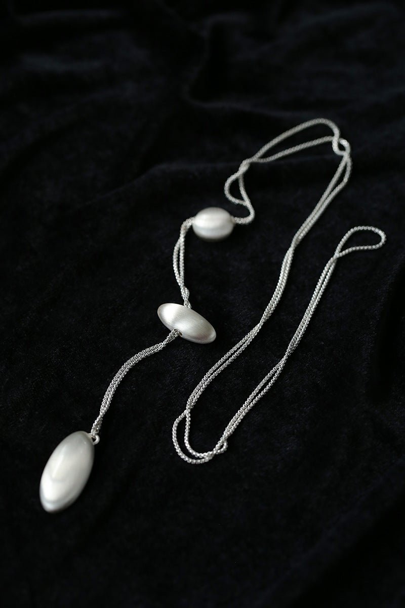 Minimalist Brushed Silver Bead Adjustable Y - Necklace - floysun
