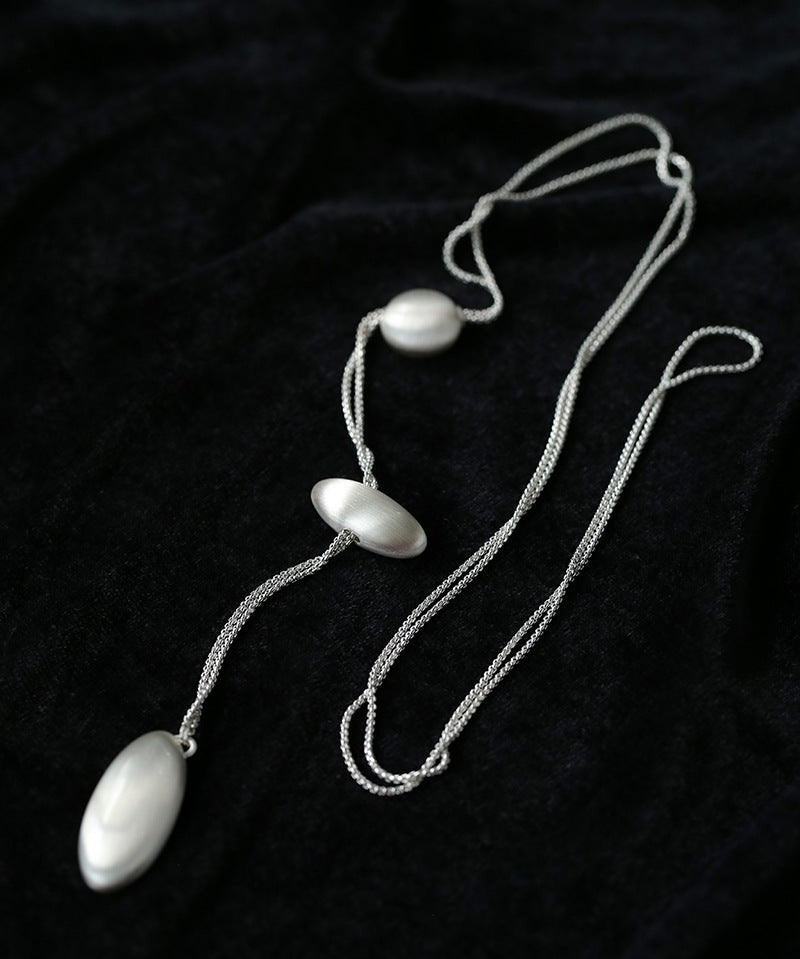 Minimalist Brushed Silver Bead Adjustable Y - Necklace - floysun