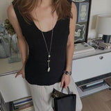 Minimalist Brushed Silver Bead Adjustable Y - Necklace - floysun