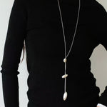 Minimalist Brushed Silver Bead Adjustable Y - Necklace - floysun