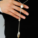 Minimalist Brushed Silver Bead Adjustable Y - Necklace - floysun