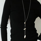 Minimalist Brushed Silver Bead Adjustable Y - Necklace - floysun