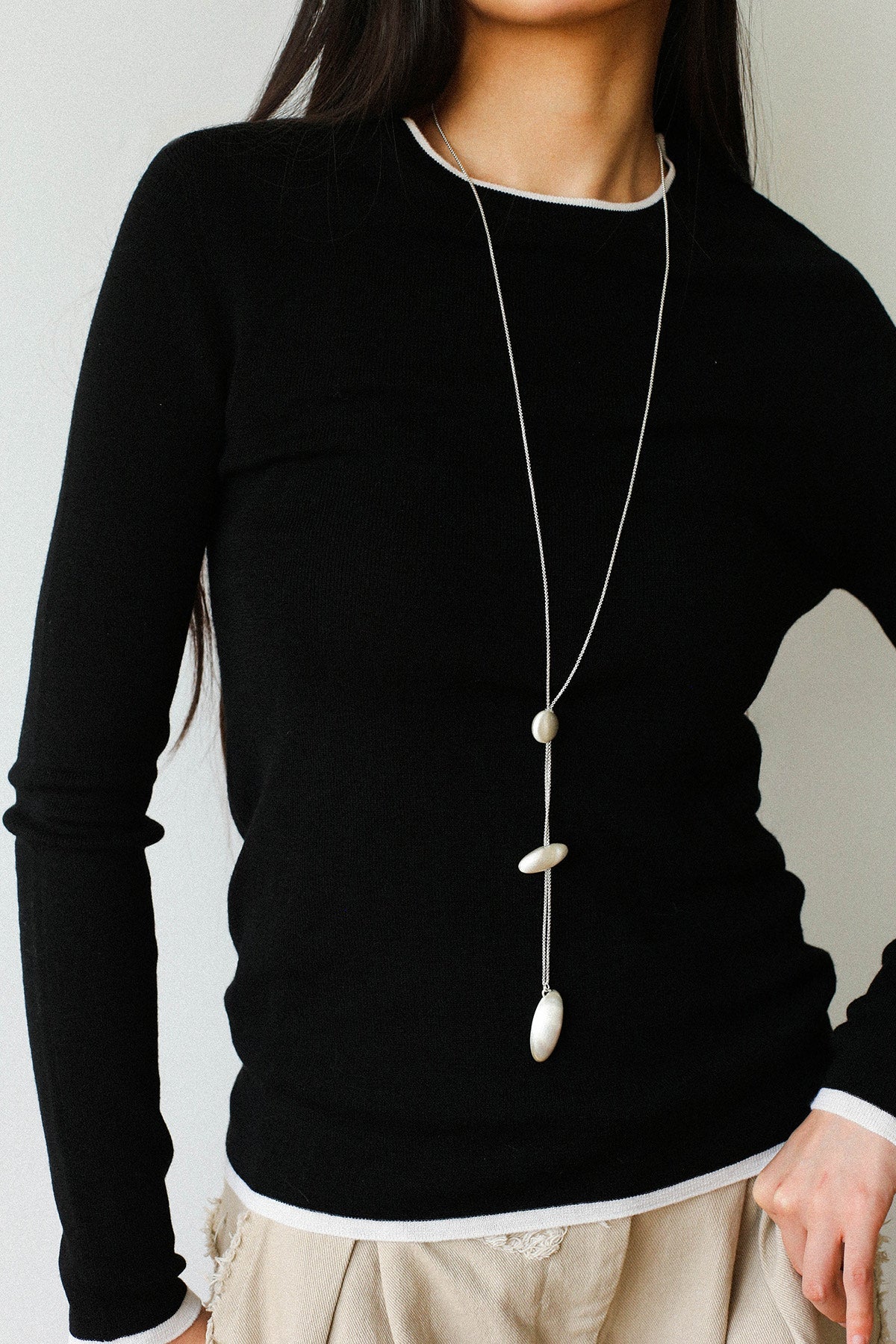 Minimalist Brushed Silver Bead Adjustable Y - Necklace - floysun