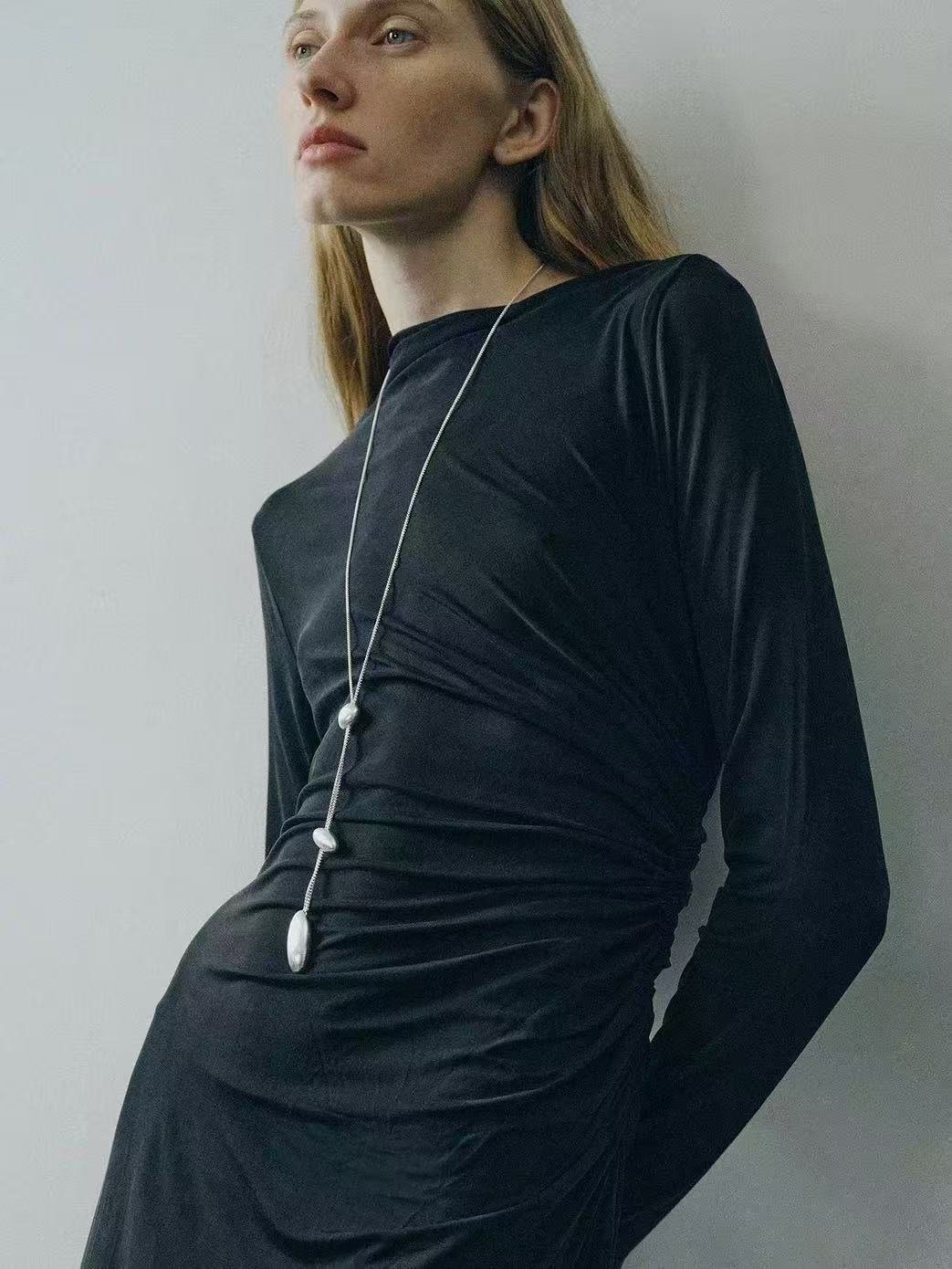 Minimalist Brushed Silver Bead Adjustable Y - Necklace - floysun