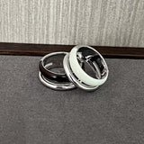Minimalist Chocolate Enamel Double - Band Ring – Brown & White - floysun