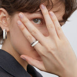 Minimalist Chocolate Enamel Double - Band Ring – Brown & White - floysun