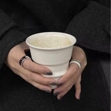 Minimalist Chocolate Enamel Double - Band Ring – Brown & White - floysun