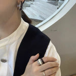 Minimalist Chocolate Enamel Double - Band Ring – Brown & White - floysun