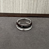 Minimalist Chocolate Enamel Double - Band Ring – Brown & White - floysun