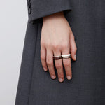 Minimalist Chocolate Enamel Double - Band Ring – Brown & White - floysun