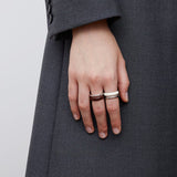 Minimalist Chocolate Enamel Double - Band Ring – Brown & White - floysun