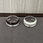 Minimalist Chocolate Enamel Double - Band Ring – Brown & White - floysun