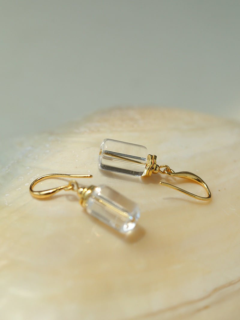 Minimalist Clear Cylinder Glass Drop Earrings - floysun