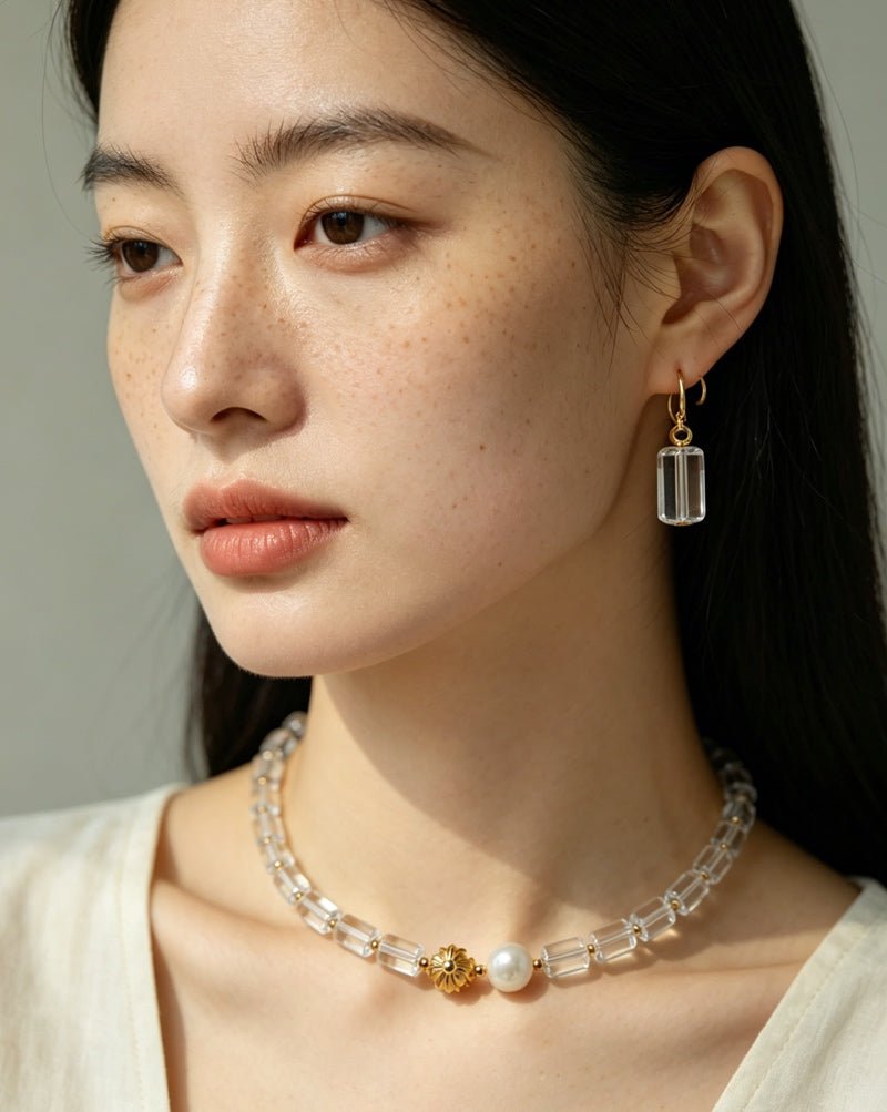 Minimalist Clear Cylinder Glass Drop Earrings - floysun