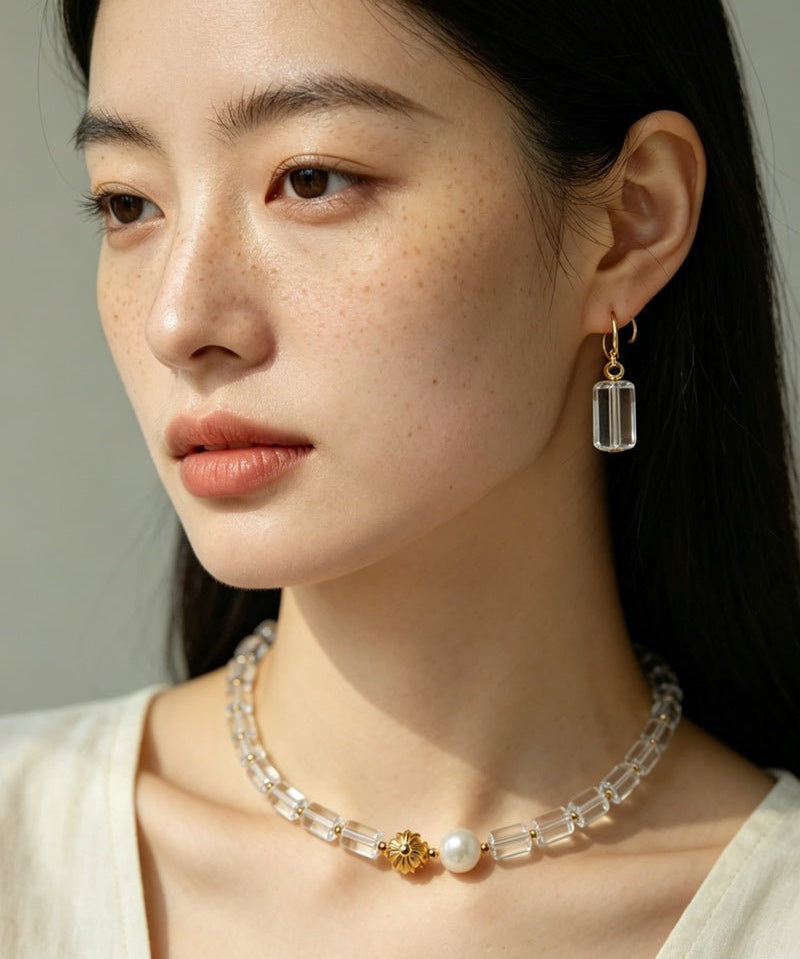 Minimalist Clear Cylinder Glass Drop Earrings - floysun