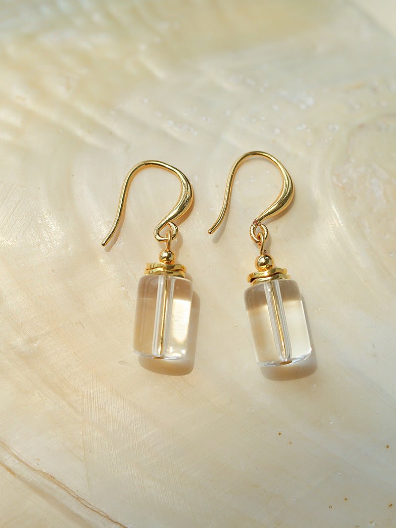 Minimalist Clear Cylinder Glass Drop Earrings - floysun