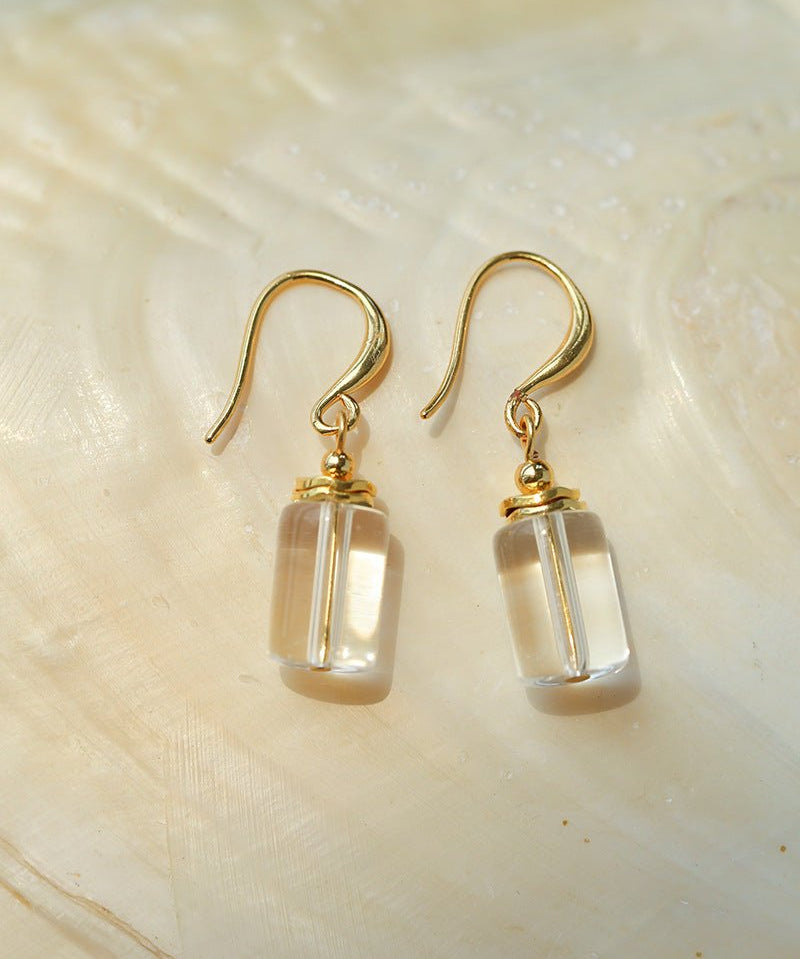 Minimalist Clear Cylinder Glass Drop Earrings - floysun
