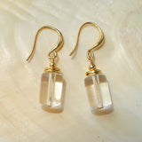 Minimalist Clear Cylinder Glass Drop Earrings - floysun