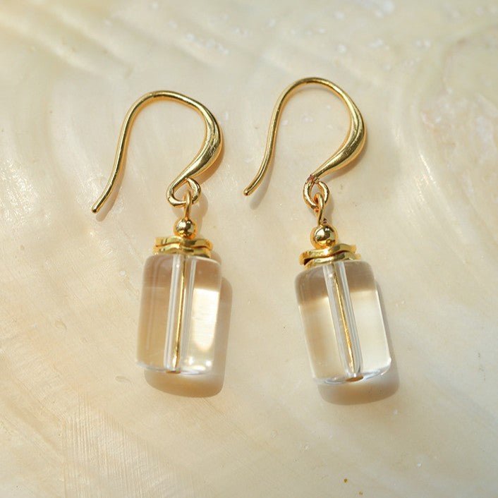 Minimalist Clear Cylinder Glass Drop Earrings - floysun