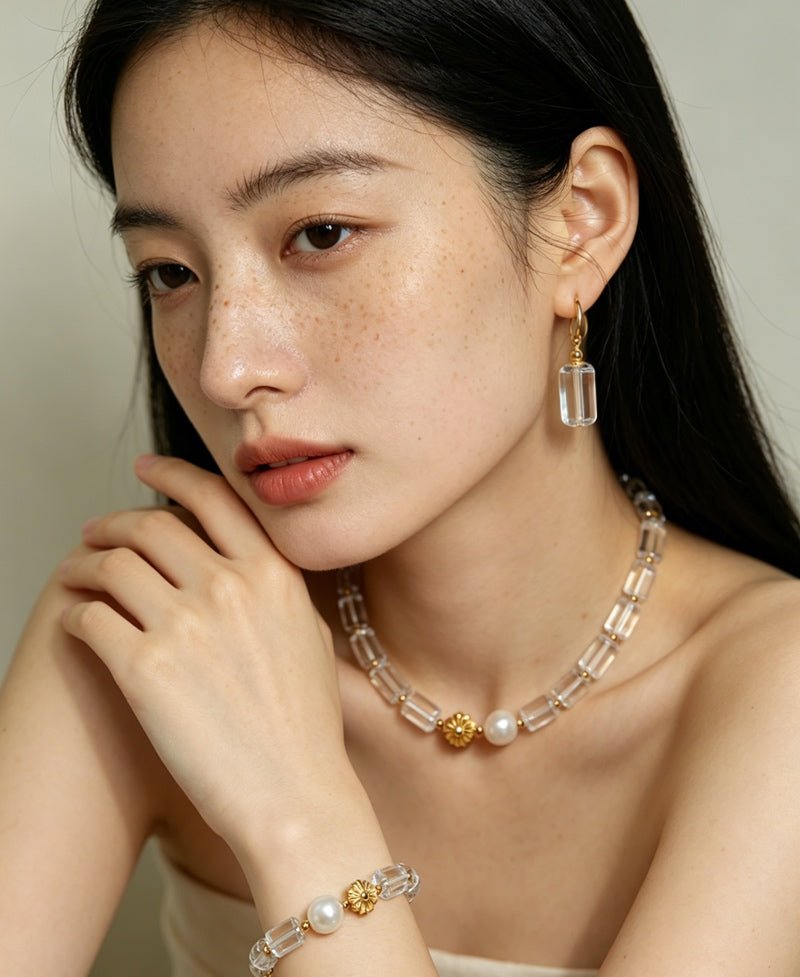 Minimalist Clear Cylinder Glass Drop Earrings - floysun