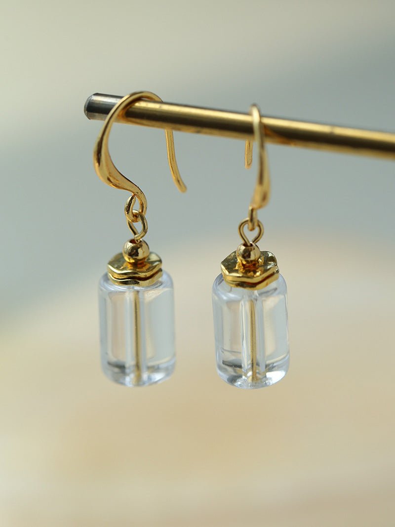 Minimalist Clear Cylinder Glass Drop Earrings - floysun