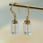 Minimalist Clear Cylinder Glass Drop Earrings - floysun