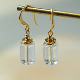 Minimalist Clear Cylinder Glass Drop Earrings - floysun